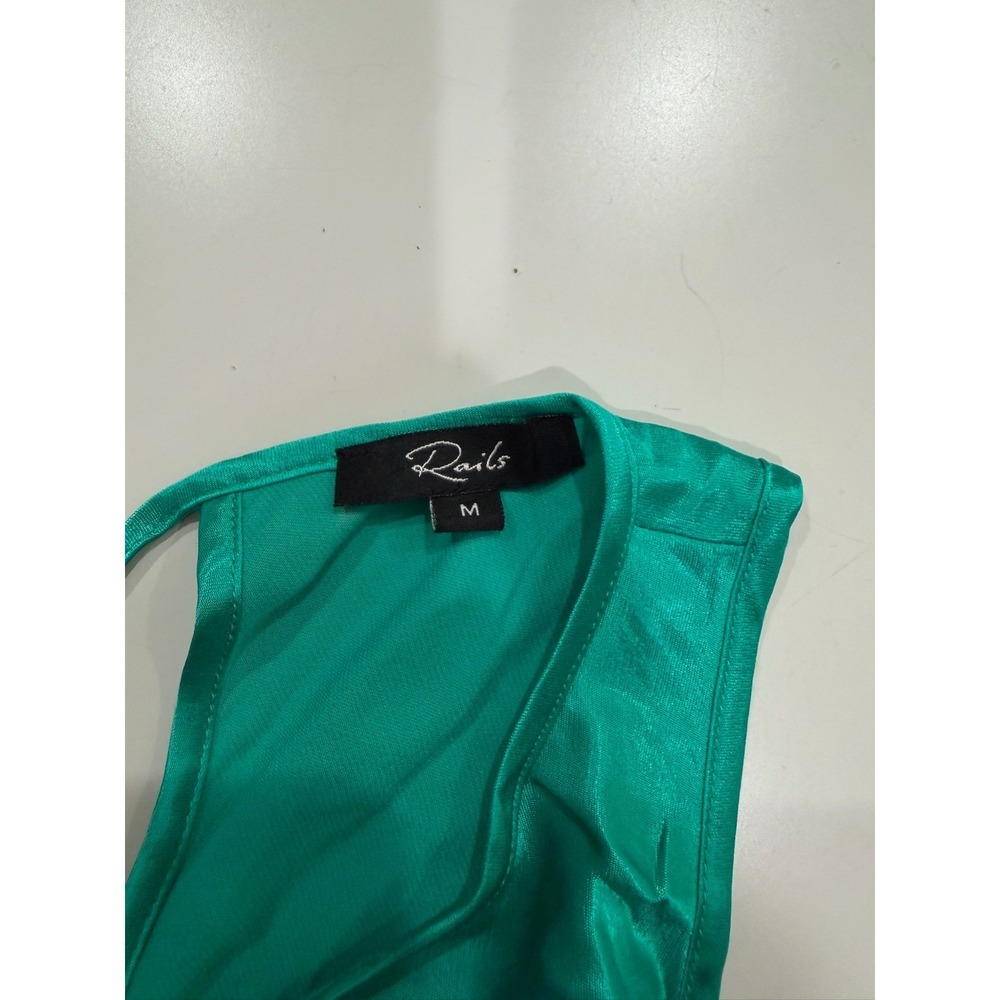 Rails Solene Jade Green Satin Maxi Dress Open Back Tie Neck 924-157-2534 Medium - Picture 4 of 12